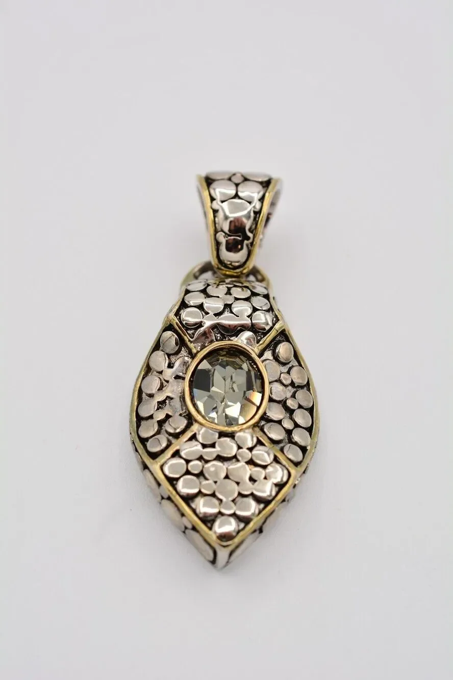 Vintage Snake Pendant Cobra Reptile Gunmetal Rhinestone Crystal Silver BinAT